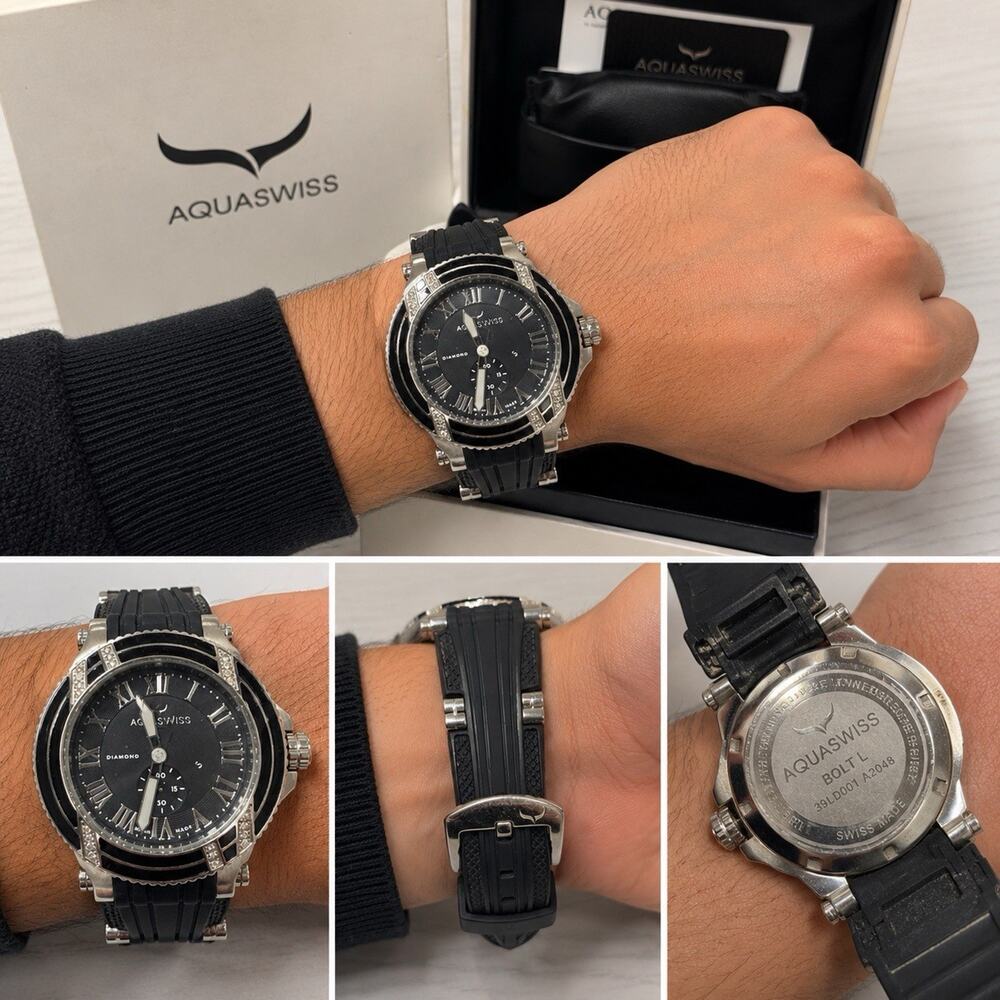 Aquaswiss Bolt L Diamond Black Swiss Made Men’s Watch w/ Box